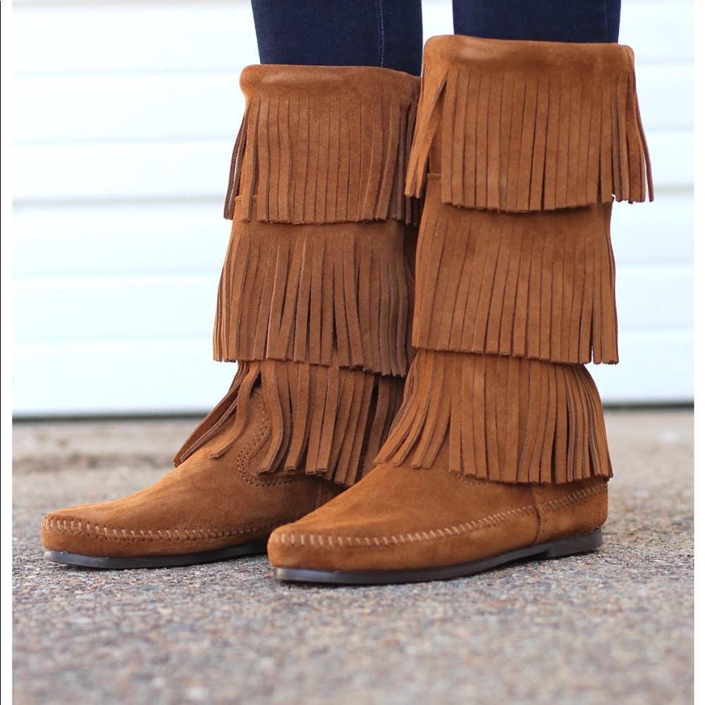 Minnetonka 3 layer fringe boots